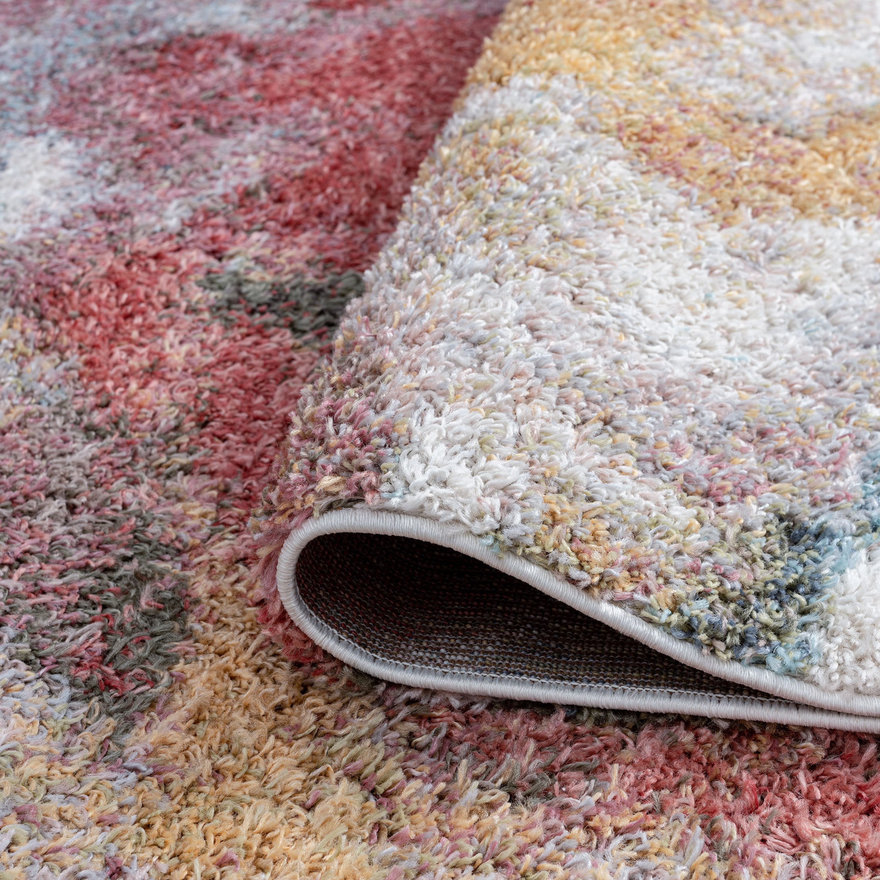 Shag 2x8 Area Rug Thick (2'2'' x 7'3'') Floral Multi-Color Indoor Runner Easy to Clean