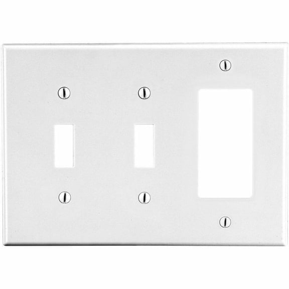 Bryant Wallplate, Mid-Size 3-Gang, 2) Toggle 1) Decorator, White