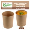 thumbnail image 5 of EcoQuality [150 Pack] 32 oz Disposable Kraft Paper Soup Containers - Quart Ice Cream Containers, Frozen Yogurt Cups, Restaurant, Microwavable, Take Out, Food Storage, Recyclable, 5 of 9