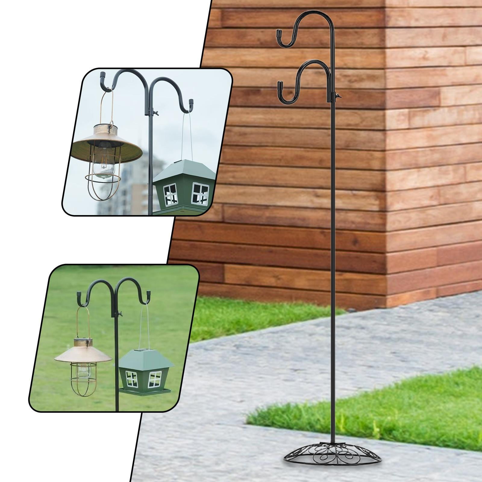 Shepherds Hook Stand Wind Chime Flower Pot Holder with Rustproof Iron for Indoor Outdoor Lawn Spaces