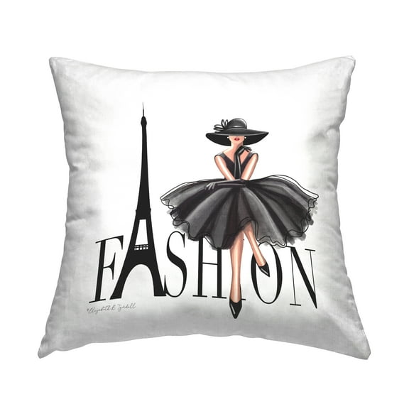 Stupell Industries Parisian Fashion Illustration High End Design Dress Glam Black,18 x 7 x 18 Decorative Pillows