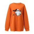 thumbnail image 4 of Halloween Sweatshirt for Women Hoodless Sweatshirt Casual Long Sleeve Graphic Crewneck Pullover Top for Women Orange XL, 4 of 7