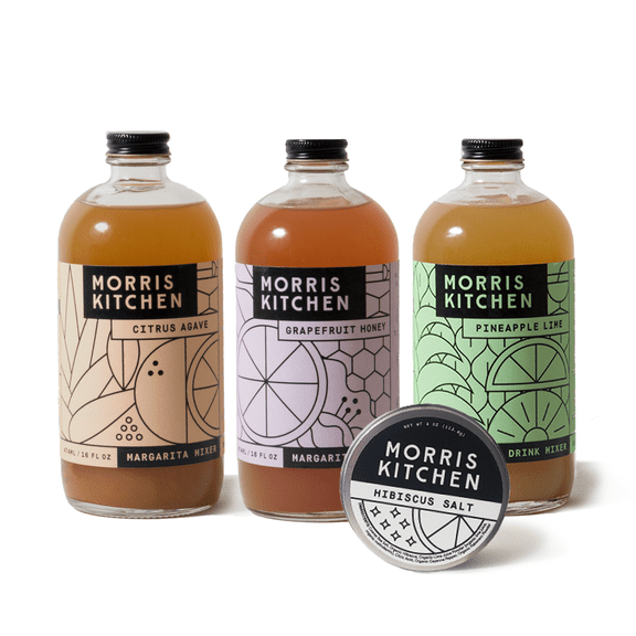 Morris Kitchen Tequila Mixer Trio Margarita Gift Set, 3 Count 16 oz Cocktail Mixers w/ 3 oz Hibiscus Salt Tin