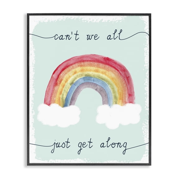 Stupell Industries Bohemian Can't We All Get Along Quote Rainbow Clouds Black Framed Giclee Art, 11 x 14, by Lil' Rue