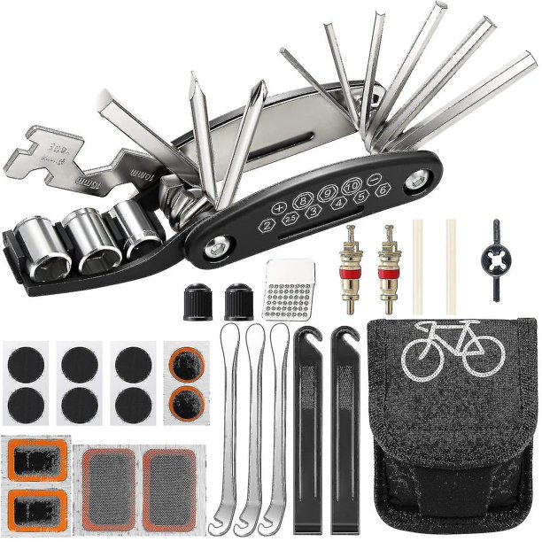 Kit de herramientas de reparación de bicicletas 16 en 1 Juego de destornilladores para bicicletas de montaña Juego de llaves de reparación de neumáticos
