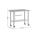 thumbnail image 4 of Flash Furniture Stainless Steel 18 Gauge NSF Cert. Portable Prep and Work Table with 1.5" Backsplash, Undershelf and 2 Locking Casters- 48"W x 24"D x 36"H, 4 of 9