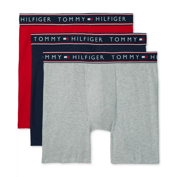 Tommy Hilfiger Men's Cotton Stretch Boxer Brief, Brown 3-Pack, Medium