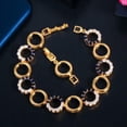 thumbnail image 2 of Top Blue CZ Yellow Gold Plated Round Chain Link Bracelet for Fiancee Engagement, 2 of 9