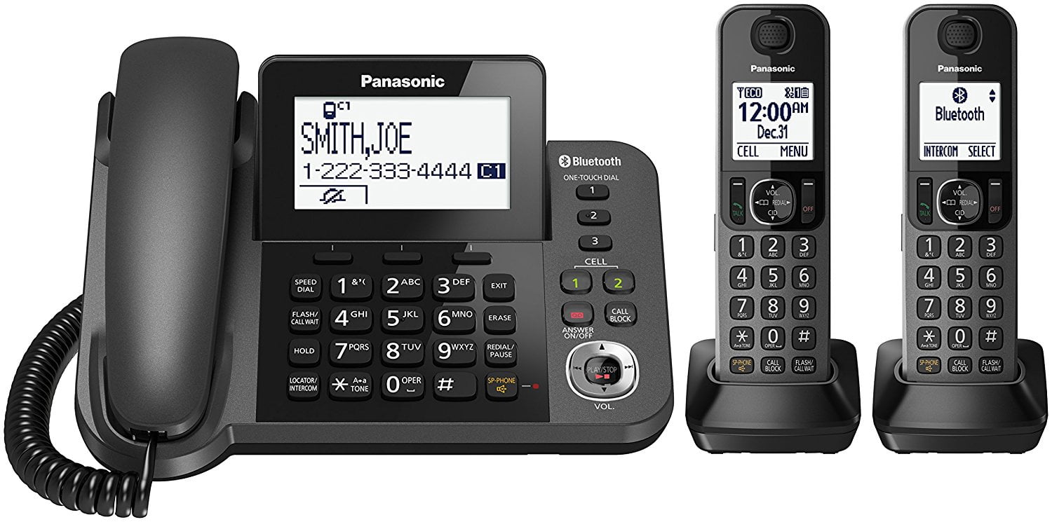 Panasonic 2Handset DECT 6.0 Corded/Cordless Phone with Answering
