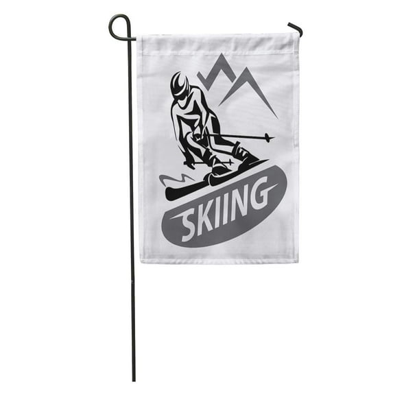 KDAGR Ski Skiing Symbol Emblem Downhill Alpine Skier Slalom Silhouette Garden Flag Decorative Flag House Banner 12x18 inch