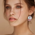 thumbnail image 4 of Christmas Wooden Printed Drop Earrings for Unique Holiday Style, 4 of 5
