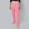 thumbnail image 4 of Womens Fleece Footed Pajamas Winter Soft Warm Elastic Waist Sherpa Sweatpants with Feet Loose Sleepwear Comfy Pants Pink S, 4 of 5