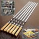 thumbnail image 1 of Stainless Steel BBQ Flat Skewers - Set of 6 - Long Handle Barbecue Stick, 1 of 4