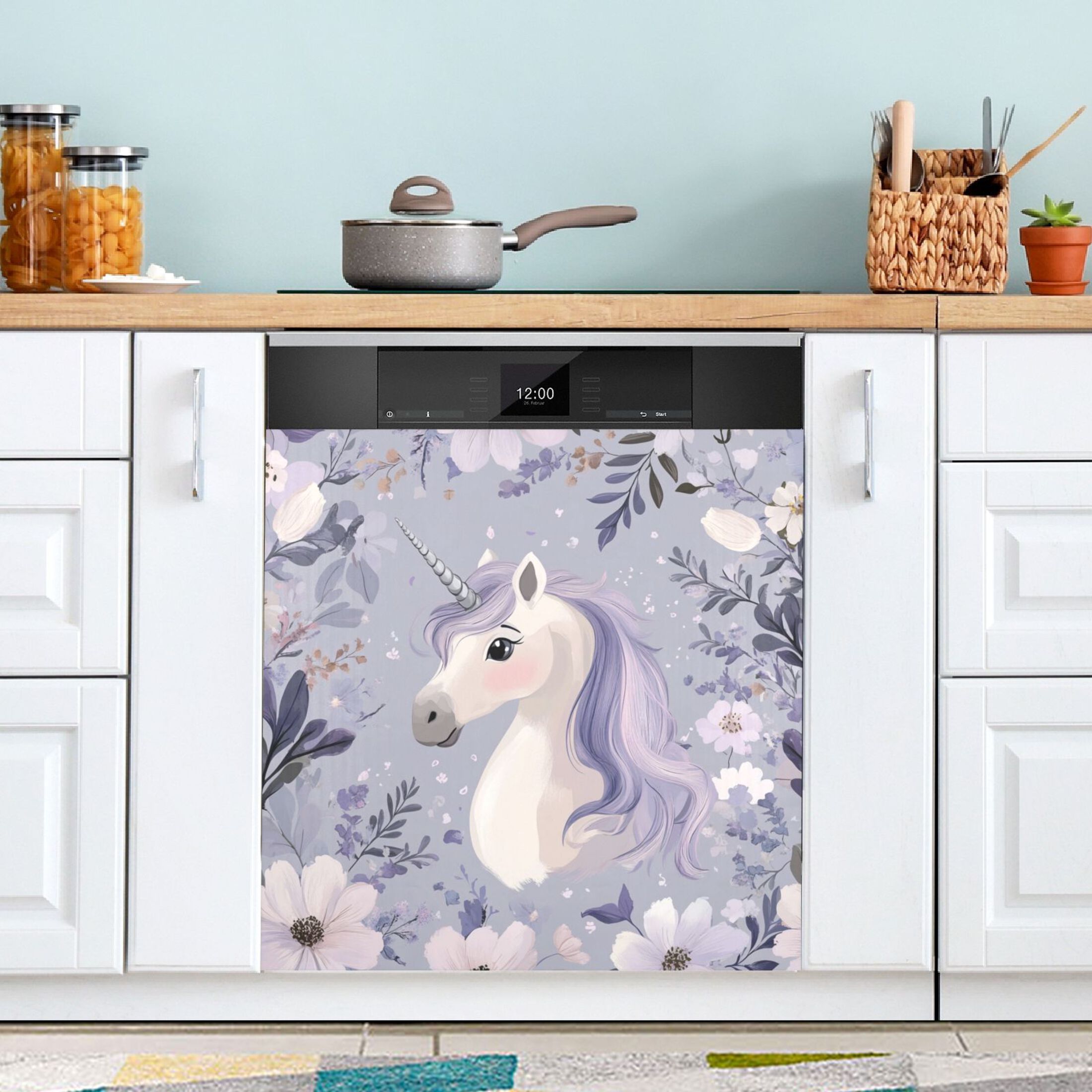 Dishwasher Magnetic Sticker 23x26 Inch Refrigerator Magnetic Sticker Washing Machine Magnetic Sticker Kitchen Panel Magnetic Sticker Home Decor Cool Cute Unicorn