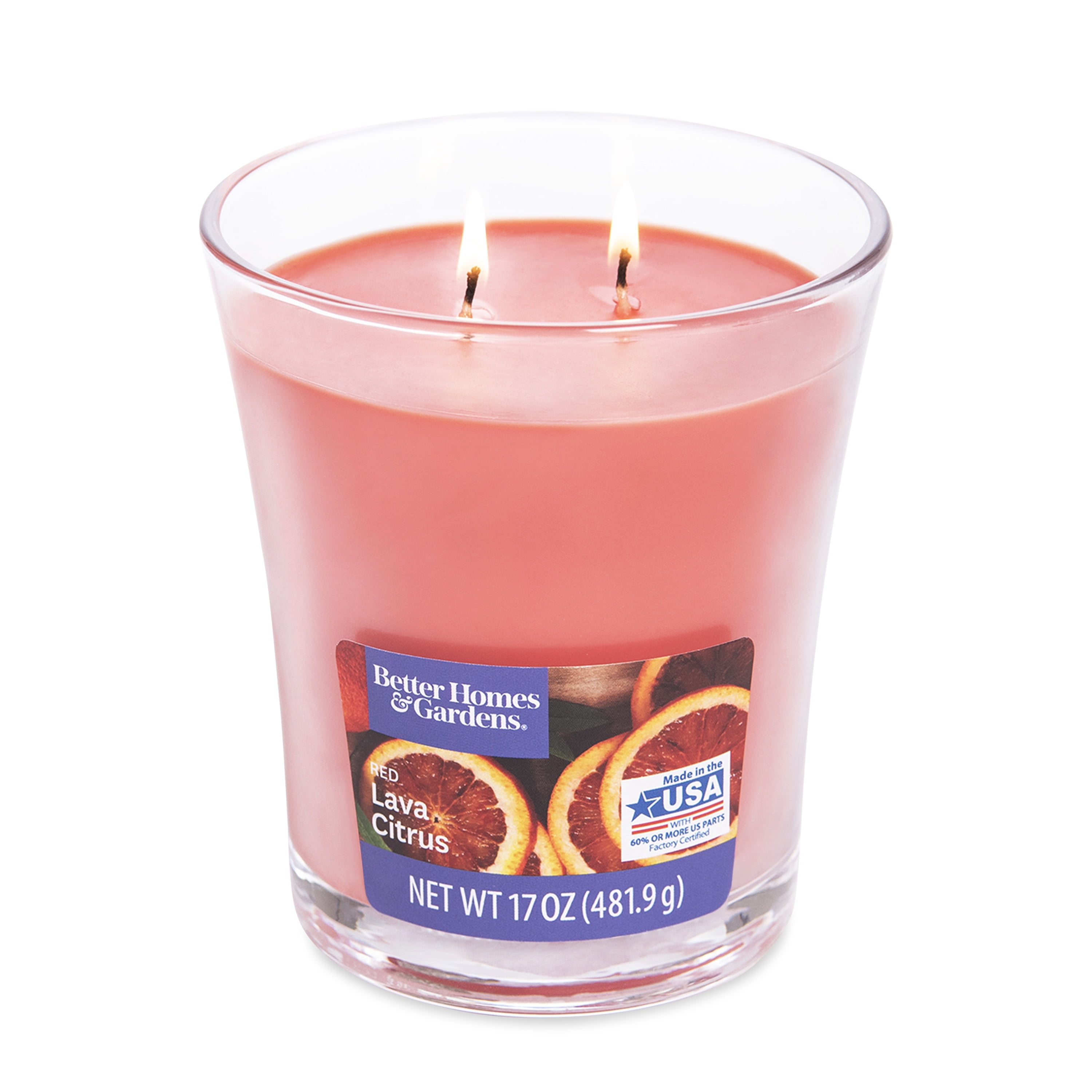 Better Homes & Gardens 17oz Red Lava Citrus Scented 2-wick Jar Candle