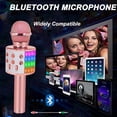 thumbnail image 2 of Micrófono de Karaoke para Niña Oso de Fresa Inalámbrico Bluetooth con Luz LED Plata, 2 of 6