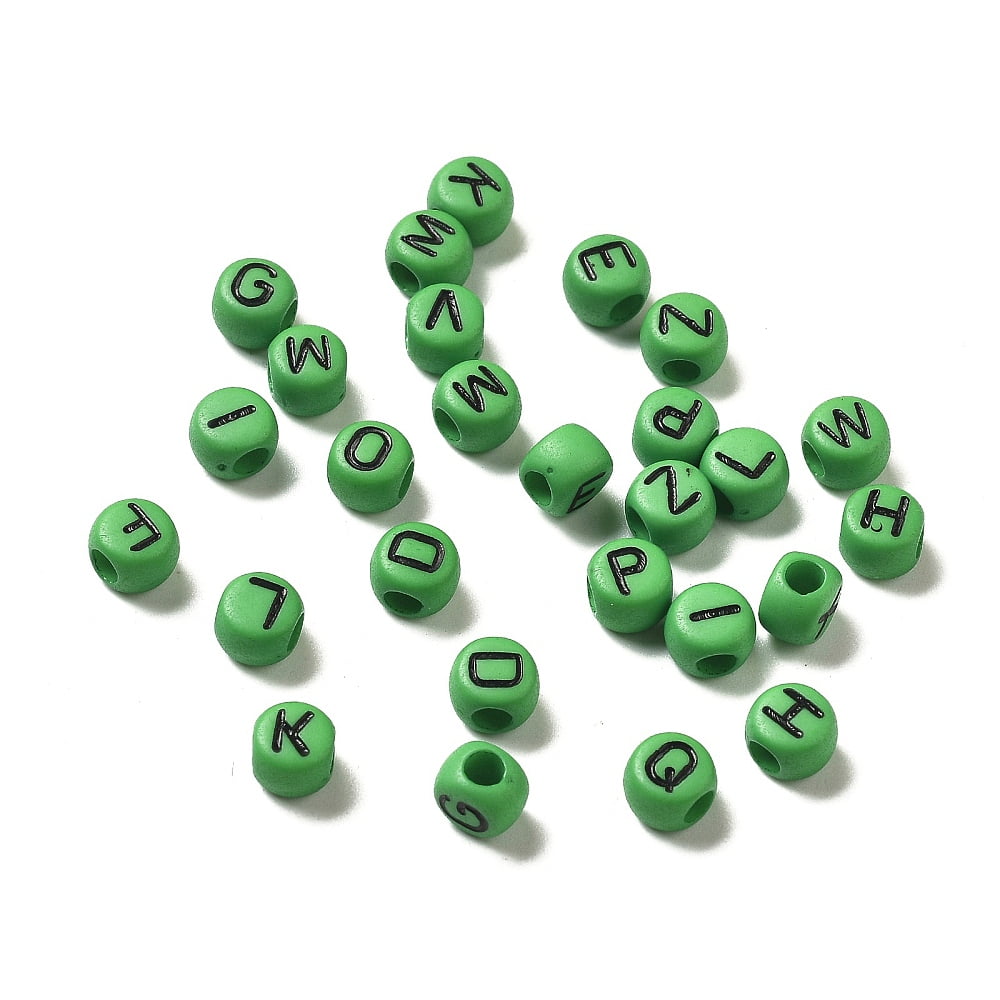 Opaque Acrylic Beads Large Hole Beads Flat Round with Letter A~Z Colorful 7x5mm Hole: 2.5mm about: 3333pcs/500g DIY