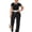 Black, variant on Womens 2 Piece Outfits Casual Sweatsuits Set Short Sleeve Matching Sets Tracksuit Orange XL
