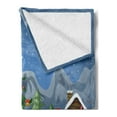 thumbnail image 2 of Christmas Soft Flannel Fleece Throw Blanket, Country Landscape at Night Trees Santa Claus Snowdrift Reindeers Mountains, Cozy Plush for Indoor and Outdoor Use, 70" x 90", Multicolor, by Ambesonne, 2 of 5