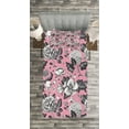 thumbnail image 3 of Ambesonne Floral Quilted Bedspread Set 2 Pcs, Vintage Garden Flowers, Twin Size, Coral Black and White, 3 of 3