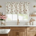 thumbnail image 2 of NICETOWN Valance Curtains for Windows, Double Layer Floral Linen Kitchen Curtains, Rod Pocket Farmhouse Rose Pattern Semi Sheer Light Filtering Linen Cafe Curtains, Red, 52"x18", 1 Panel, 2 of 7
