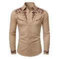 thumbnail image 2 of VeFlora Western Shirts for Boy, Cowboy Long Sleeve 3D Print Country Shirts Casual Work Slim Fit Button Down Outfits(Khaki2/4-5 Years), 2 of 5