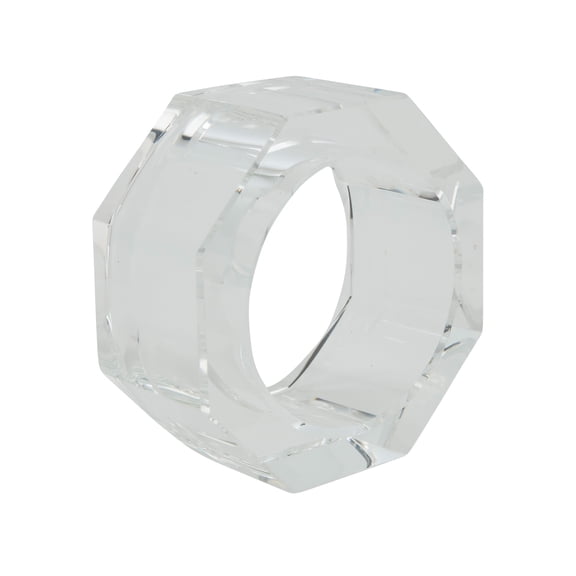 Saro Lifestyle Octagonal Shape Glass Crystal Napkin Ring (Set of 4)
