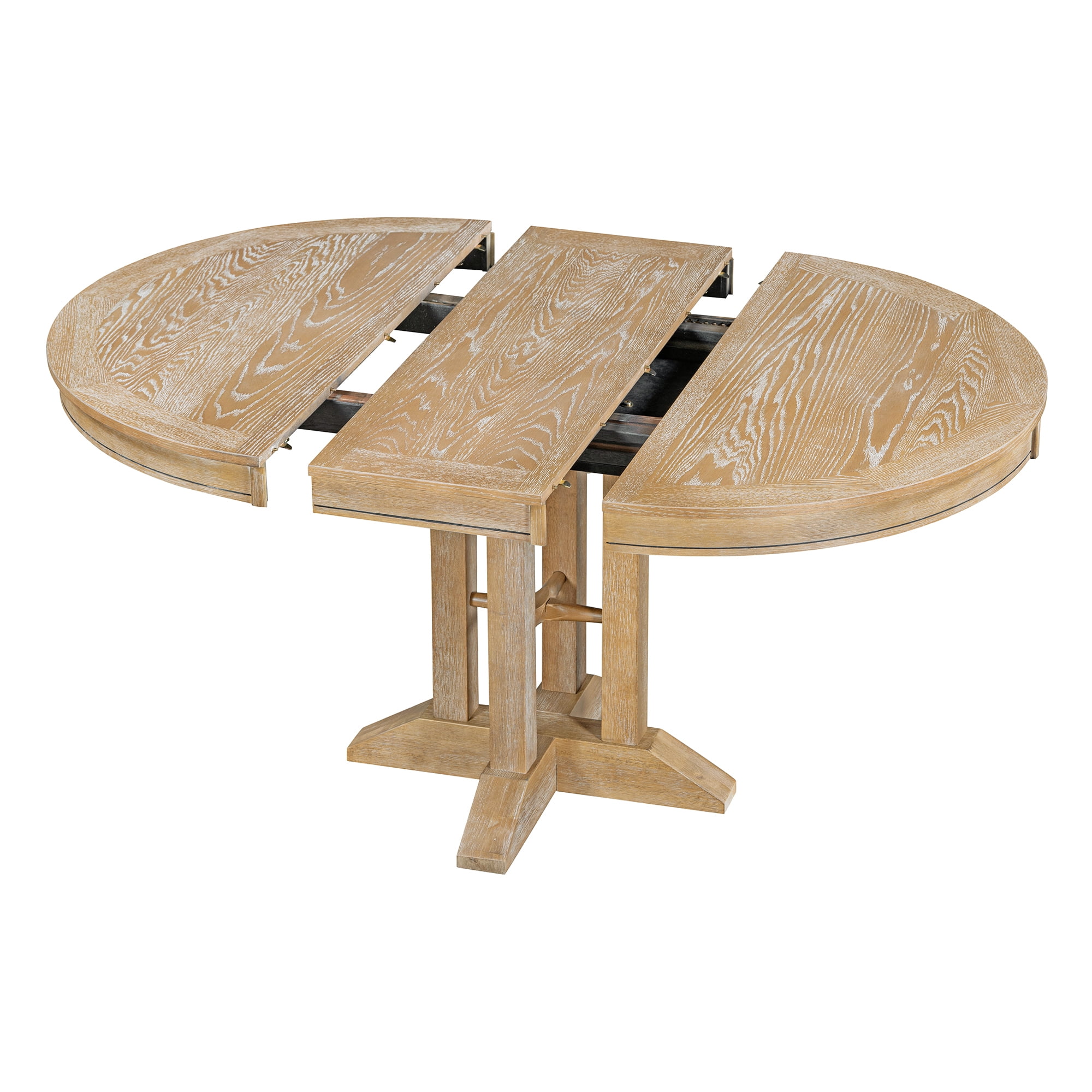 Euroco 42"-56" Extendable Dining Table for 4-6, Farmhouse Oval Kitchen Table with Removable Leaves & X-shape Base, Dinner Table for Kitchen Living Room,Space Saving,Natural