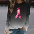 thumbnail image 2 of WREESH Women's Hand Pink Ribbon Long Sleeve Sweatshirt Casual Loose Fit Cancer Awareness Top Black, 2 of 4