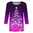 thumbnail image 4 of Holiday Gifts! Titcea Christmas Shirts for Women 3/4 Sleeve Crewneck Glitter Xmas Tree Print Pullover Christmas Sweaters 2024 Fashion Casual Tops, 4 of 4