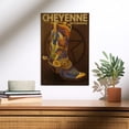 thumbnail image 2 of Lantern Press 12x18 Inch Premium Wood Sign, Ready to Hang Wall Decor, Cheyenne, Wyoming, Boot and Star, 2 of 4