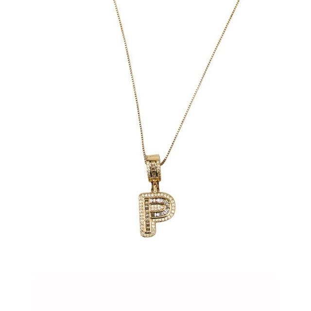 Collar con dije de oro laminado letra brillos P