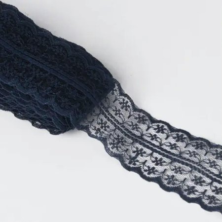 U8MO 10 Yards 45mm Sewing Embroidered Fabric Bilateral Lace Ribbon Trim lot DIY-Navy Blue-10 yard