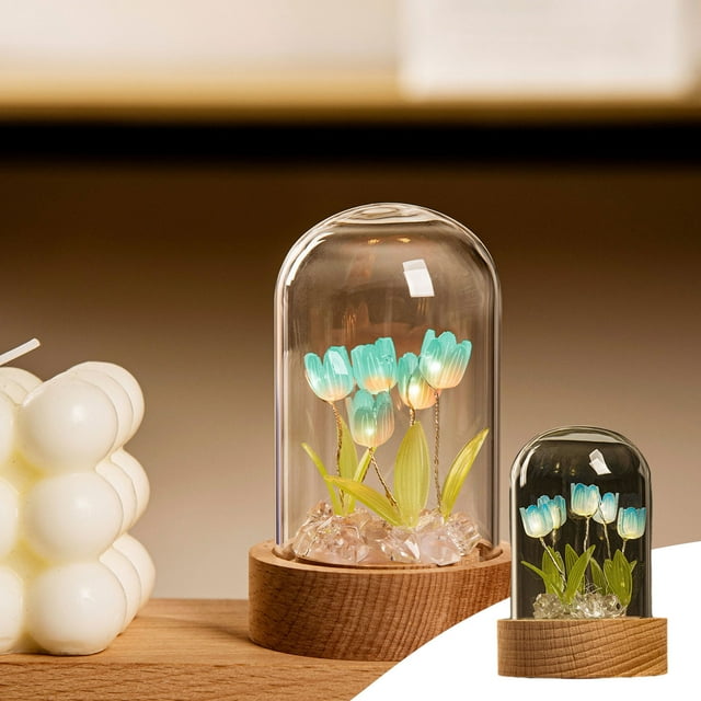 Ganfancp Kit de Luz Nocturna de Tulipanes Diy - Proyecto de Luz Nocturna de Manualidades Novedoso para Niñas - Kits de Terrario de Flores Luminosas para Niños, Adolescentes y Adultos - Único Hecho a