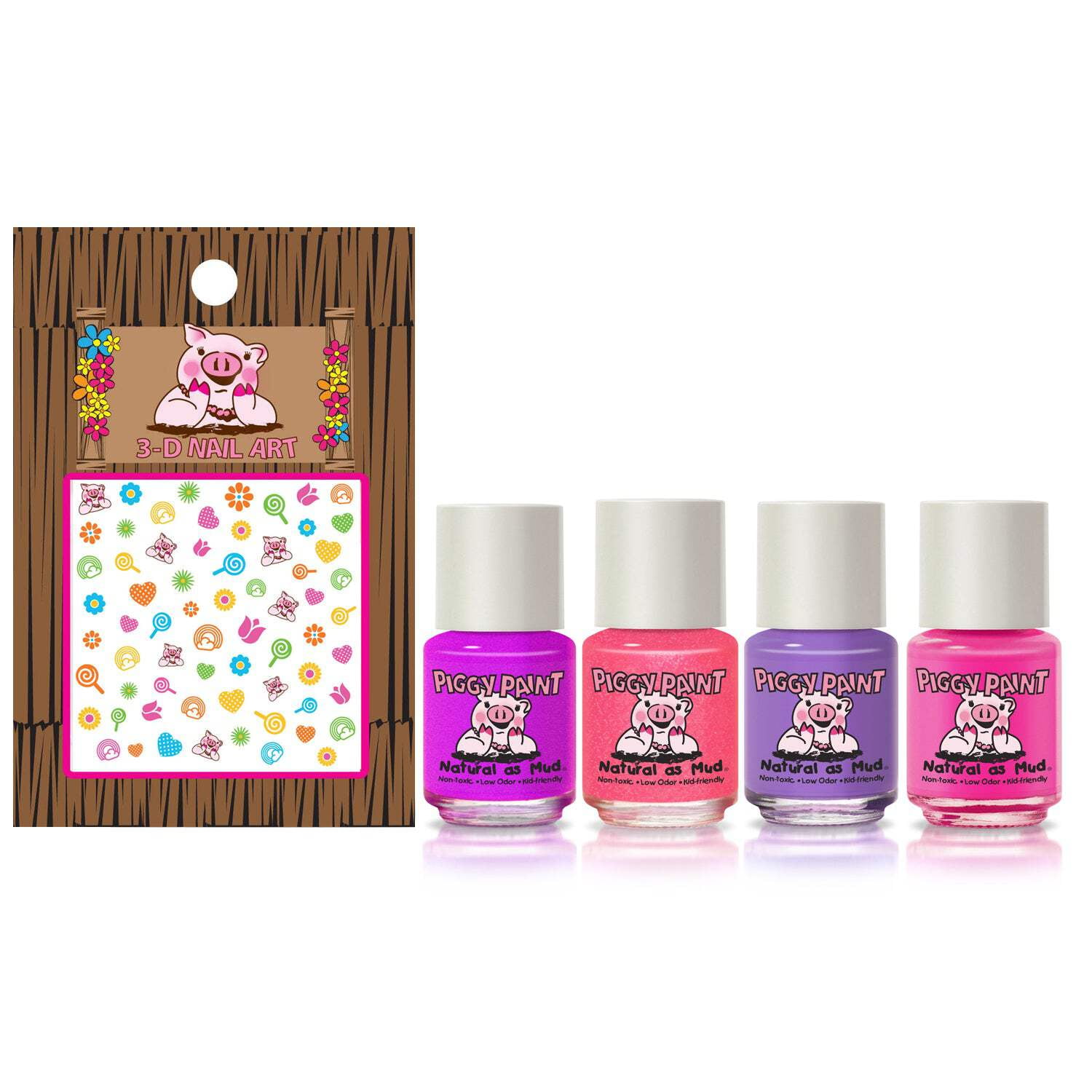 Piggy Paint Swirls & Twirls Gift Set, 4 Non-toxic, Kids Nail Polishes & Nail Art