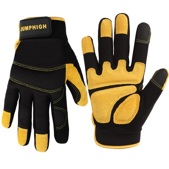 Guantes de trabajo JUMPHIGH de cuero sintético con pantalla táctil talla L