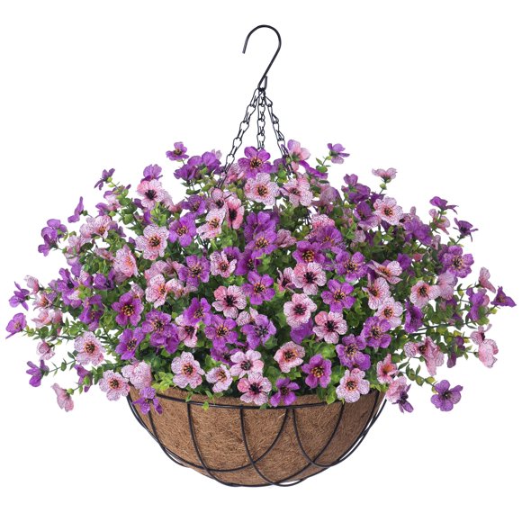 Cesta colgante de flores de seda artificial INXUGAO Daisy