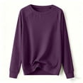 thumbnail image 6 of FRSASU Women's Long Sleeve T-Shirts Solid Color Crew Neck Raglan Sleeve Casual Loose Fit Shirts Tunic Tops Purple, 6 of 6