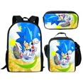 thumbnail image 3 of El conjunto de mochila transfronteriza de Sonic Anime para estudiantes de primaria incluye bolsa de almuerzo y estuche para lápices, material de nailon duradero, 3 of 5
