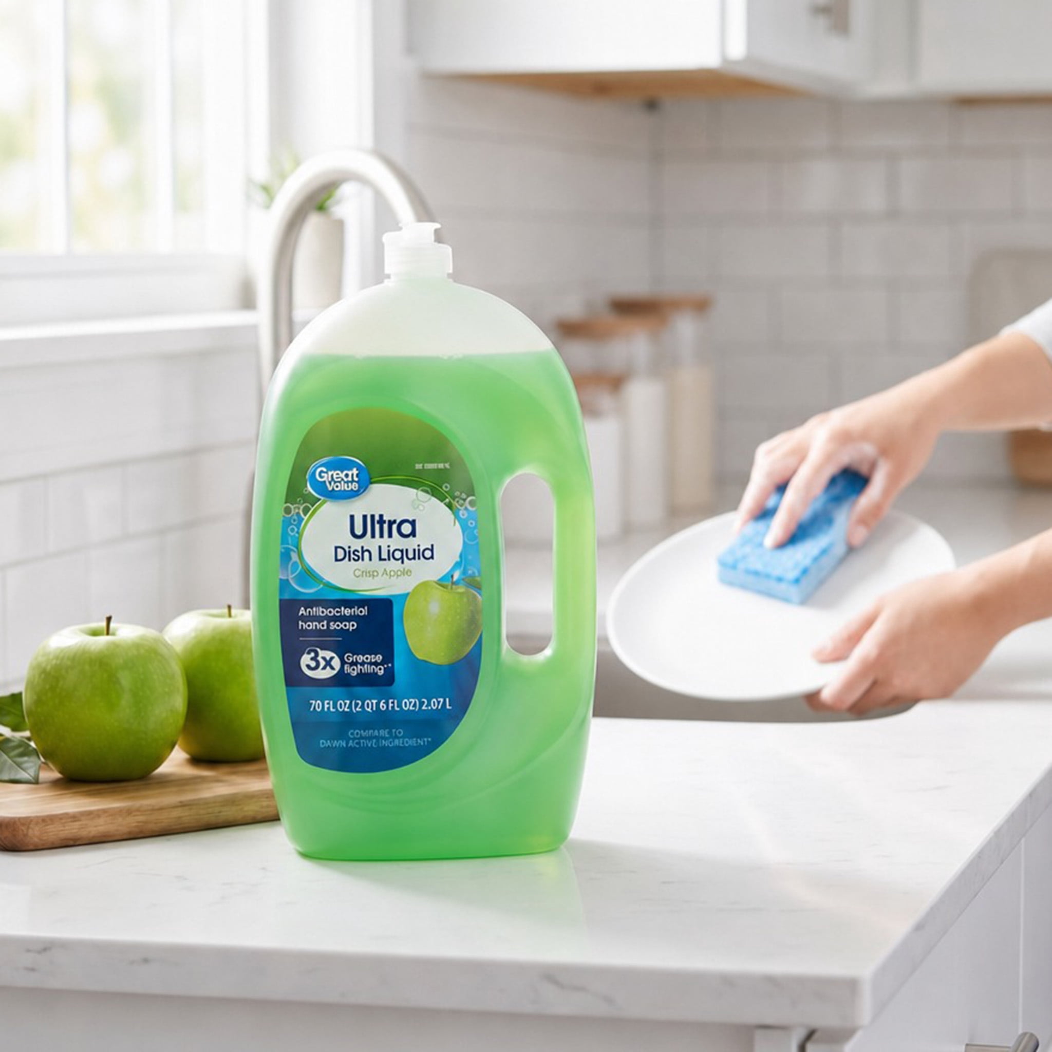 Great Value Ultra Antibacterial Dish Liquid, Crisp Apple, 70 fl oz