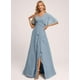 thumbnail image 3 of Vestido de dama de honor Deamify, largo de gasa, color lavanda, cuello en V 2025, 3 of 7