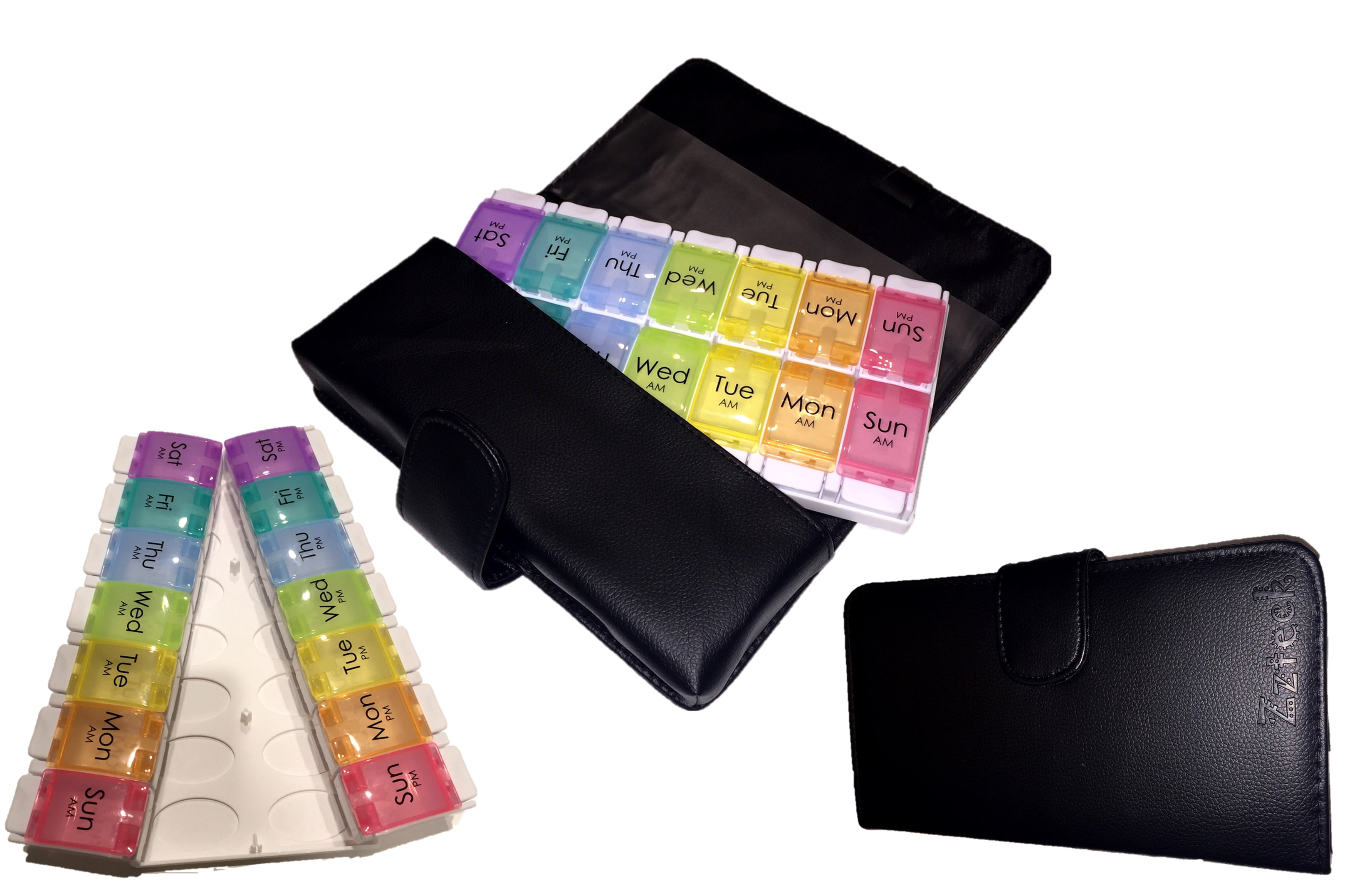 Large AM PM Pill Organizer Case 7 Day Daily Pills Box Easy One Touch