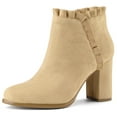 thumbnail image 1 of Unique Bargains Women's Ruffle Chunky Heel Ankle Boots, 1 of 5