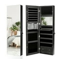 thumbnail image 1 of Gymax Wall Mounted Jewelry Armoire with Makeup Rack and 96 LED Lights, Black, 1 of 10