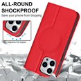 thumbnail image 3 of Funda antirrobo con cierre magnético para iPhone 14 Pro, compatible con carga magnética, piel sintética y TPU, diseño tipo billetera, ranuras para tarjetas, 3 of 5
