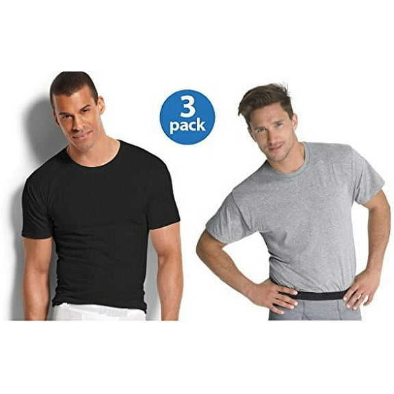 Fruit of the Loom Mens 3Pack TALL Black-Grey Crewneck T-Shirts Undershirt XL