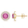 thumbnail image 3 of Rosec Jewels Natural Pink Tourmaline Stud Earrings for Women - AAA Grade - Pink Tourmaline Diamond Earrings - with Jewelry Box, 10K Yellow Gold, 3 of 6