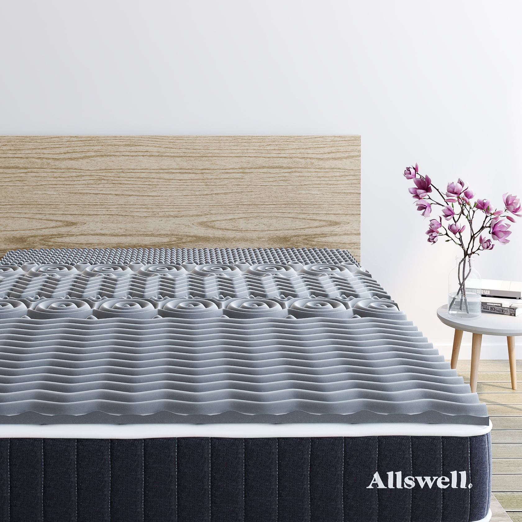 Allswell 2 in 5-Zone Cooling Titanium Memory Foam Mattress Topper, Queen