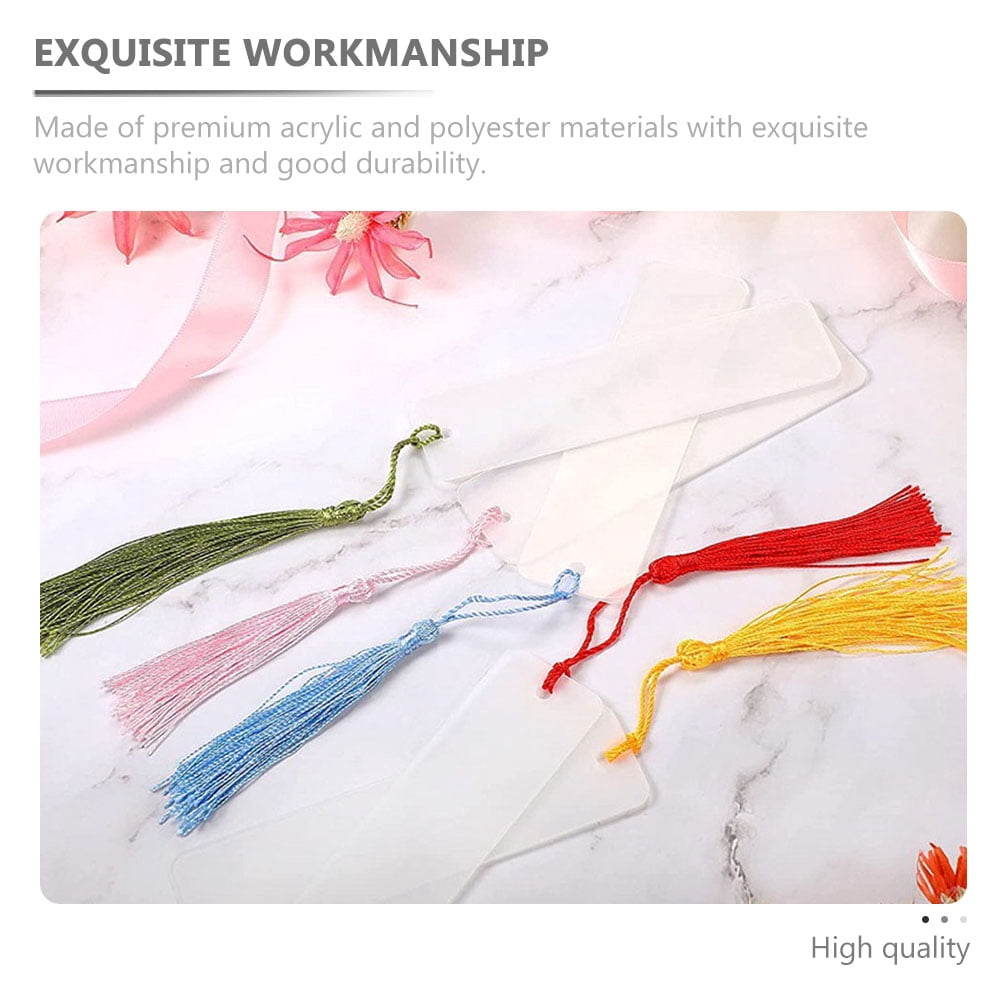 OUNONA 75 Sets Delicate Bookmarks Paper Blank Unfinished DIY Bookmarks with Tassels (As Shown)