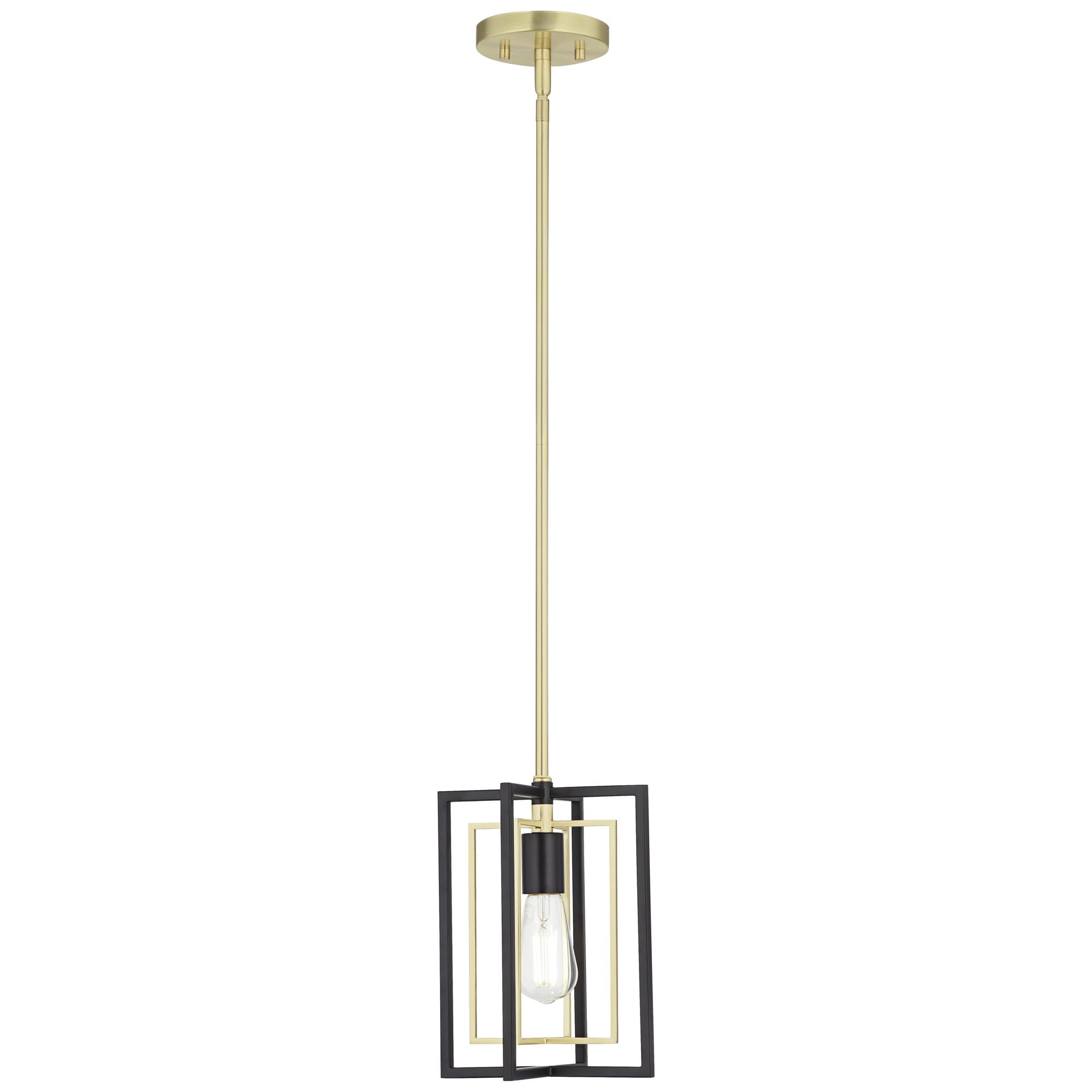 Possini Euro Design Nima Black Gold Mini Pendant Light 8" Wide Modern Open Rectangle Metal Fixture for Dining Room Kitchen Island
